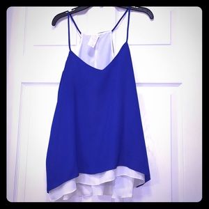 Reversible flowy top Royal blue & Off White